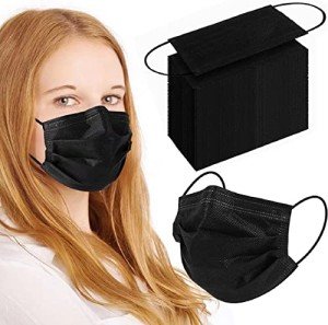 100 Black Disposable 3-Ply Face Masks
