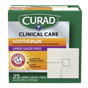 Curad SoothePLUS Baking Soda Gauze Pads, 4"x4