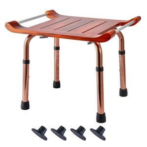 Adjustable Teak Shower Chair for Elderly & Disabled