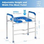 Adjustable Raised Toilet Seat with Handles, 450lbs