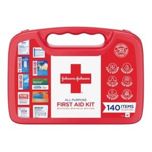 Johnson & Johnson Portable First Aid Kit, 140 Pieces