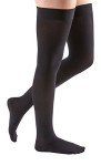 mediven Comfort for Women, 20-30 mmHg – Thigh High Compression Stockings with Silicone Top Band, Closed Toe Leg Circulation, Semi-Transparent Leg Support Compression Hosiery, I - Petite, Ebony