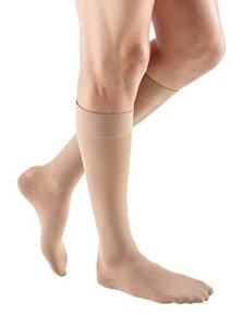 mediven Plus for Men & Women, 20-30 mmHg – Calf High Compression Socks with Silicone Top Band, Closed Toe Leg Circulation, Opaque Leg Support Compression Coverage, III, Beige