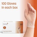 Caring Powder-Free Vinyl Exam Gloves, Small 100ct