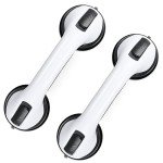 Grab Bars for Bathtubs and Showers, 2 Pack Shower Handle 12 Inch Strong Suction Shower Bar, Safety Bars for Shower Chair, Bathroom Grab Bar for Senior -Black White