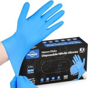 TitanFlex Heavy-Duty Blue Nitrile Gloves, Large – 100 Pack
