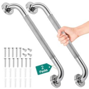 2 Pack 16 Inch Grab Bars for Bathtubs and Showers, Safety Bathroom Shower Grab Bars for Seniors Holds up to 500LBs, Handicap Grab Bars Stainless Steel, Anti Slip Shower Handle for Wall, Elderly