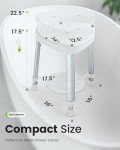 Adjustable Corner Shower Stool with Storage Tray