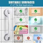 Grab Bars for Bathtubs and Showers, 16 Inch Shower Handle Heavy Duty Suction Cup Grab Bars for Shower Chair, Bathroom Safety Bar for Elderly (2 Pack)