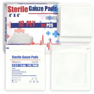 60 Pack Sterile 4x4 Large Gauze Pads
