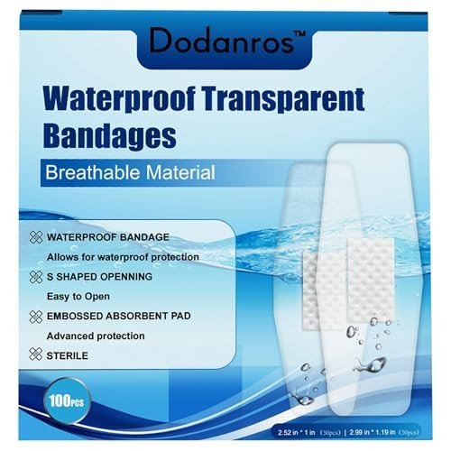 Dodanros Waterproof Clear Adhesive Bandages - 100 Count