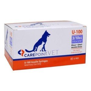 CarePoint Vet U-100 Insulin Syringes, 100 Count