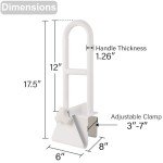 Vaunn Adjustable Bathtub Safety Rail Shower Grab Bar Handle, Stainless Steel, White