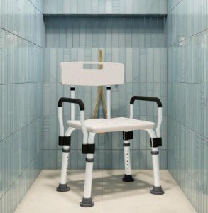 Adjustable Shower Chair with Armrests for Safety
