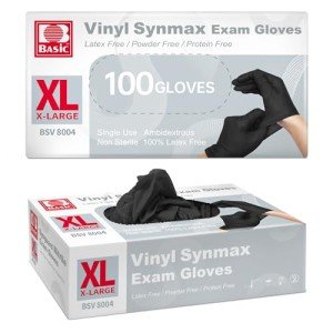 Black Vinyl Disposable Exam Gloves - 100 Pack