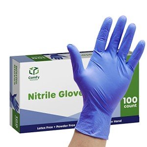 100 Count Blue Nitrile Disposable Gloves - Medium