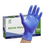 100 Count Blue Nitrile Disposable Gloves - Medium