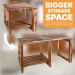 ENKEZI Adjustable Shower Stool with Storage Shelf