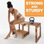 ENKEZI Adjustable Shower Stool with Storage Shelf