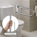 Stainless Flip-Up Bathroom Grab Bar with Toilet Paper Holder