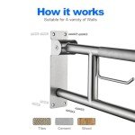 Stainless Flip-Up Bathroom Grab Bar with Toilet Paper Holder