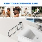 Stainless Flip-Up Bathroom Grab Bar with Toilet Paper Holder