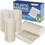 LotFancy 6" Elastic Compression Bandage Wraps - 4 Pack