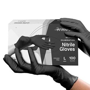 FifthPulse Large Black Nitrile Medical Gloves 100 Count