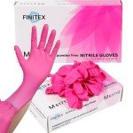 FINITEX Pink Nitrile Disposable Gloves, 100 Count