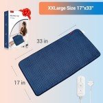 Comfytemp Heating Pad for Back Pain Relief - FSA HSA Eligible Extra Large Heating Pad XXL, Birthday Gifts for Women Men Mom Wife, 17''x 33'' King Size Electric Heating Pad for Period Cramps (Blue)