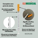 Elimedical U-100 Veterinary Insulin Syringes - 100 Pack