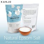 FSA HSA Eligible Kanjo Natural Epsom Salt - 100% Pure Magnesium Sulfate USP Bath Salt - Soak for Muscle Pain, Foot Pain, & Joint Pain Relief - Unscented - 16oz Bag