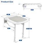 Wall Mounted Folding Shower Seat with Grab Bar
