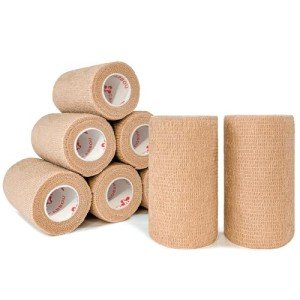 Beige Cohesive Bandage Wrap - 8 Pack 4"x5yds