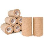 Beige Cohesive Bandage Wrap - 8 Pack 4"x5yds