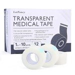 LotFancy Hypoallergenic Clear Medical Tape - 12 Rolls