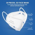 KN95 Face Mask 30 Pack, OPECTICID KN95 Masks White Cup Masks Breathable 5-Layer Filter Efficiency≥95% Against PM2.5 Disposable Certified KN95 Respirator Masks