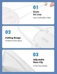 HUHETA KN95 Face Mask 60 Pack, 5-Ply Breathable & Comfortable Safety Mask, Filter Efficiency>=95%, Protective Cup Dust Masks Against PM2.5 - Individually Wrapped (White Mask)