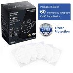 HUHETA KN95 Face Mask 60 Pack, 5-Ply Breathable & Comfortable Safety Mask, Filter Efficiency>=95%, Protective Cup Dust Masks Against PM2.5 - Individually Wrapped (White Mask)