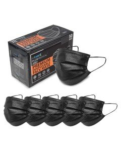 FriCARE Black Disposable Face Masks - 50 Pack