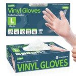 Powder-Free Vinyl Exam Gloves, Clear, 100 Pcs