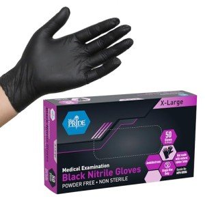 Black Nitrile Exam Gloves Medium, 50 Count