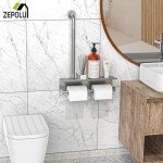 Brushed Nickel Toilet Paper Holder with Grab Bar