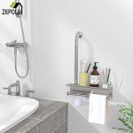 Brushed Nickel Toilet Paper Holder with Grab Bar