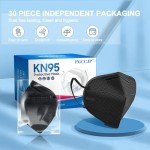 FGCCJP KN95 Face Mask 30pcs Disposable Face Masks Individual Packed Safety 5 Layers Breathable Cup Dust Masks Filtration>95% for Adults Men Women(Black)