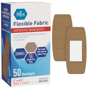 Hypoallergenic Sterile Fabric Bandages - 50 Count
