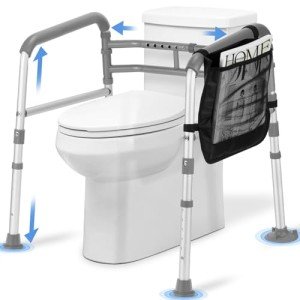 Adjustable Foldable Toilet Safety Rails with Padded Handles