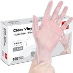 Clear Vinyl Exam Gloves, Large, 100 Count
