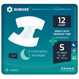 SUNKISS TrustPlus Overnight Adult Diapers, Small, 12 Count