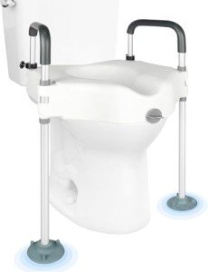 Adjustable Raised Toilet Seat with Handles for Seniors